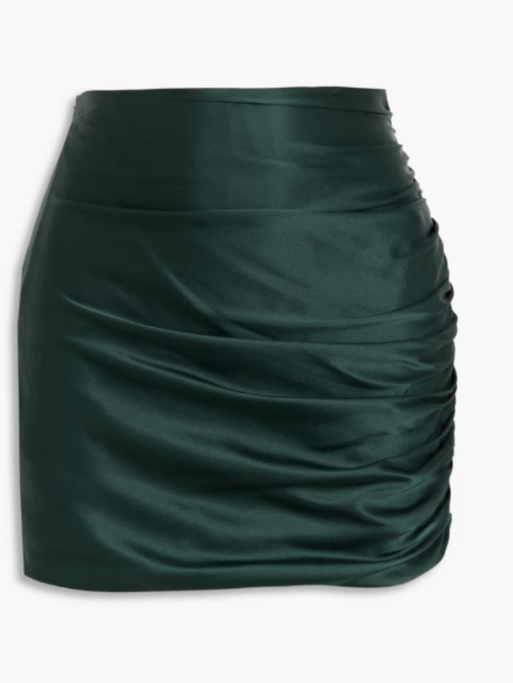 The Sei Ruched Mini Skirt 100% Silk - Hunter Green - sz 0 NWT $495